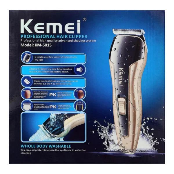 Kemei KM-5015 Professional High-Quality Washable Hair Clipper | Code:8515/980 - Image 4